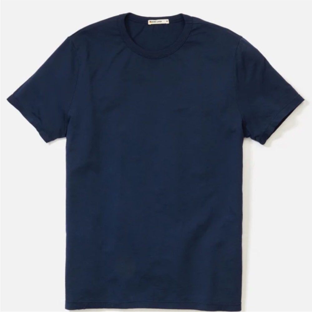 Marine Layer Signature Crew Navy Short Sleeve Tee